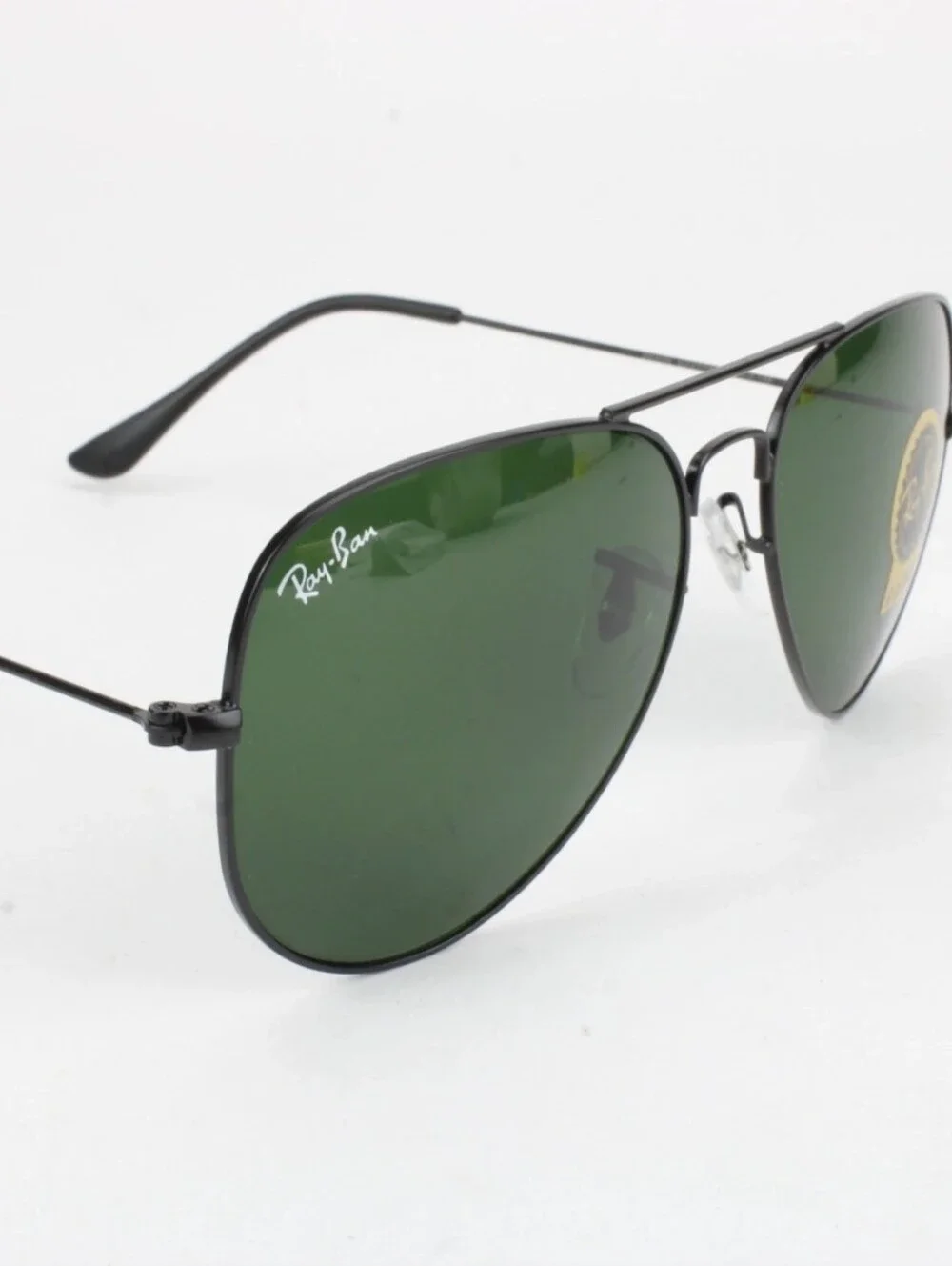 New With Box 62mm Ray-Ban Aviator Black Frames Green Lenses G-15 Lens RB3026